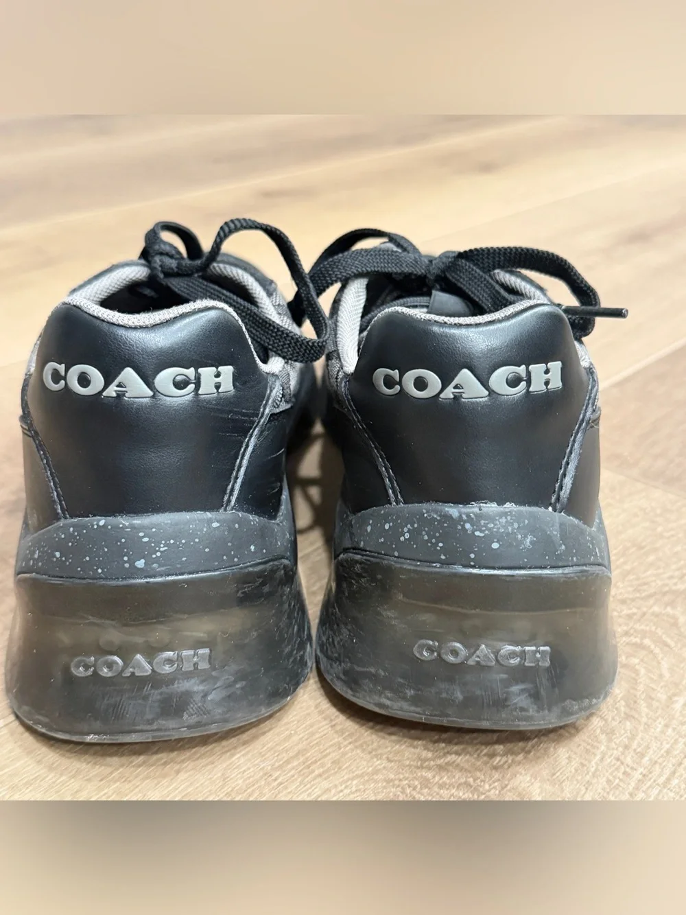 Coach City Sneaker Men 9D Black Gray Signature Jacquard Monogram Sneakers C8812